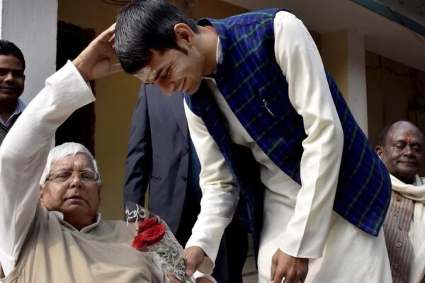 Tej Pratap with Lalu
