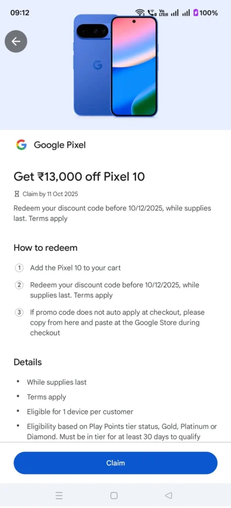 Google Play Points Pixel 10 Price Drop