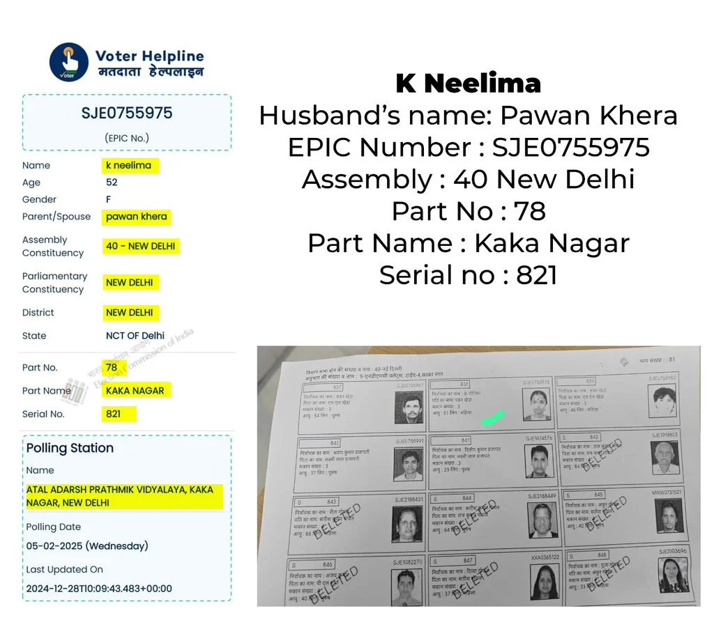 Pawan Khera's Wife Voter ID Details