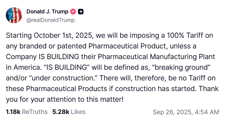 Trump Tariff on Drugs